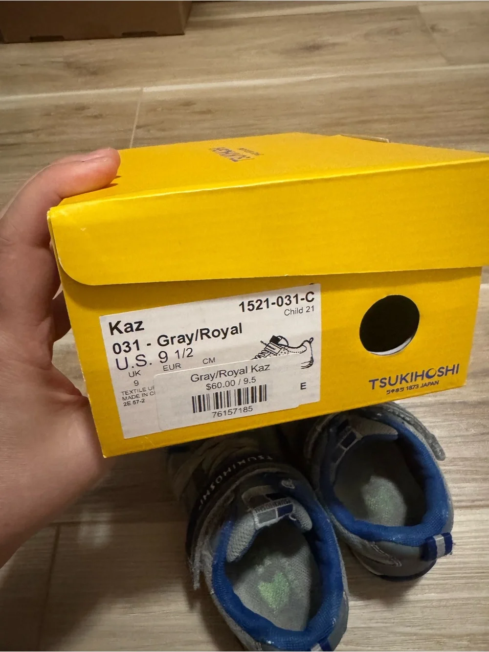 Tsukihoshi Kaz Toddler Gray/Royal Blue Shoes Size 9.5 US / 27 EUR